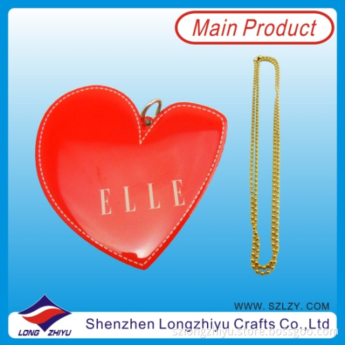 Dog Tag Necklace Red Heart Shaped with Ball Chain